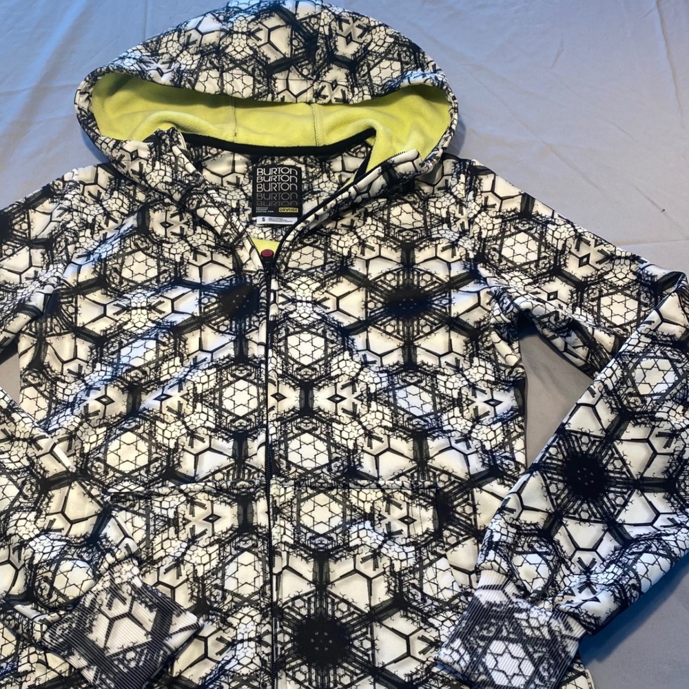 Burton Scoop‎ Hoodie Full Zip Geometric Print Neon Green Lined Size S
